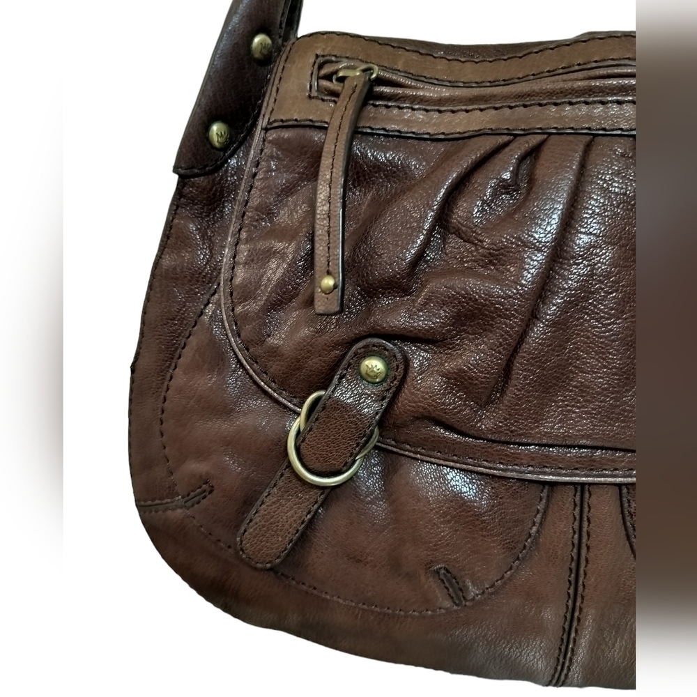 (1391) Gianni Bini Brown Leather Shoulder Purse - Picture 4 of 14